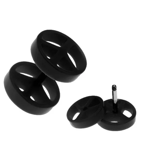 Lesklý akrylový fake plug do ucha - čierny symbol mieru