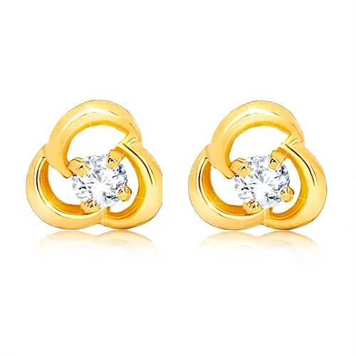 Zlaté náušnice 9K kvet so zirkónom