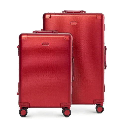 Sada malých a stredných hliníkových kufrov, červená 56-3H-10S-30M