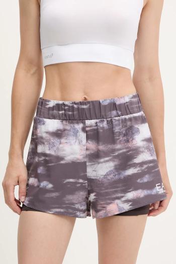 Tréningové šortky EA7 Emporio Armani fialová farba, vzorované, vysoký pás, AF13662.7W000240