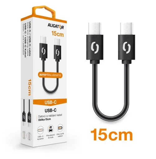 ALIGATOR Dátový kábel POWER USB-C/USB-C 15cm, čierny