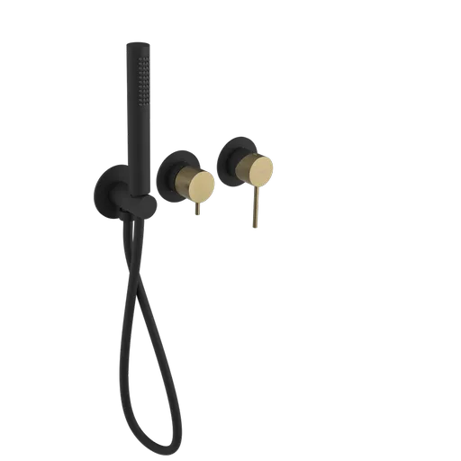 SAPHO - ULTRASAN podom. sprch./vaňová batéria, ručná sprcha, 2 výstupy, čierná mat/zlato mat UT045VBG