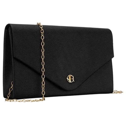 Trblietavá čierna dámska listová kabelka s retiazkou