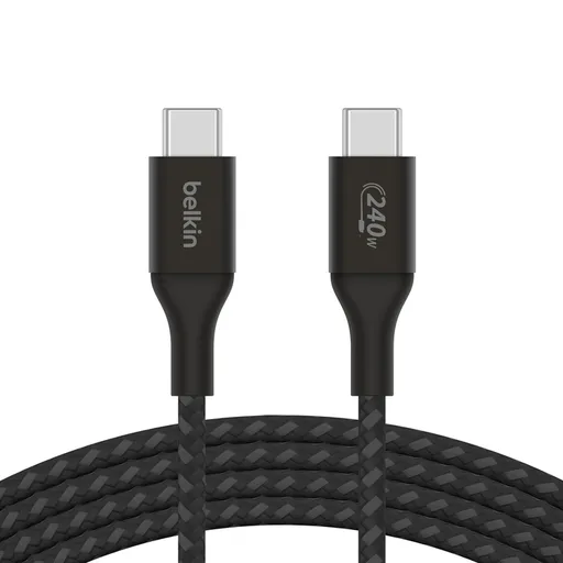 Belkin BOOST CHARGE ™ USB-C/USB-C kábel 240W, 1m, čierny - odolný