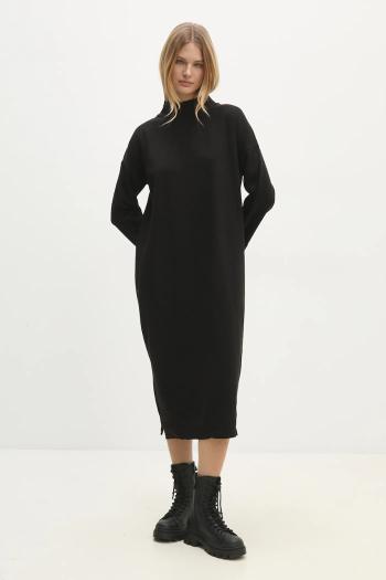 Vlnené šaty Answear.LAB čierna farba, midi, oversize