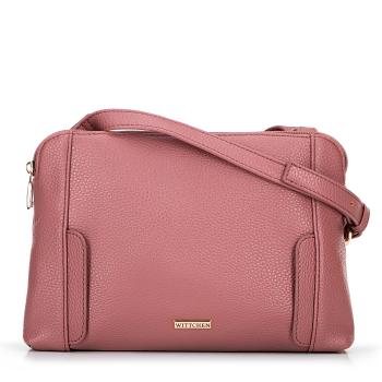 Dámska crossbody dvojkomorová kabelka tlmená ružová 100-4Y-009-P