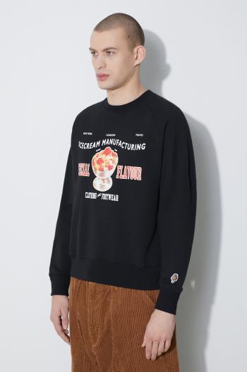 Bavlnená mikina Icecream Special Flavour Crewneck pánska, čierna farba, s potlačou, IC24122