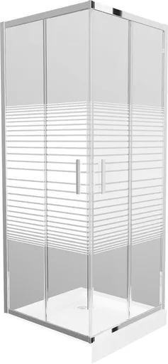 MEXEN/S - Rio štvorcový sprchovací kút 80 x 80, dekor, chróm + vanička Rio 860-080-080-01-20-4510