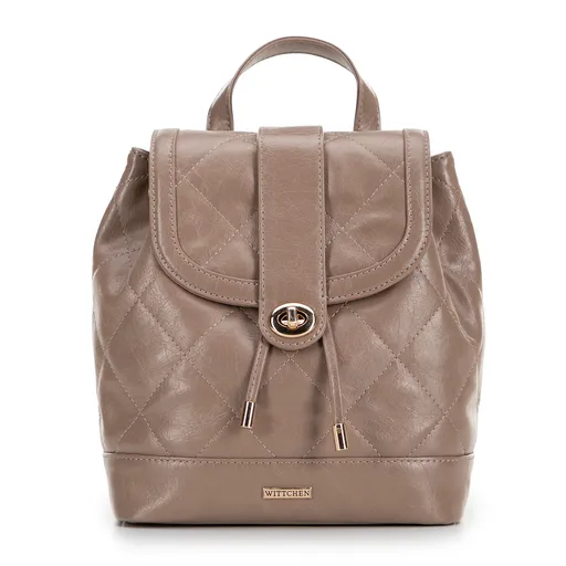 Dámsky batoh z ekokože s geometrickým prešívaním béžový 99-4Y-625-9