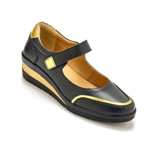 PEDICONFORT Kožené poltopánky s metalickými detailmi a zapínaním na suchý zips