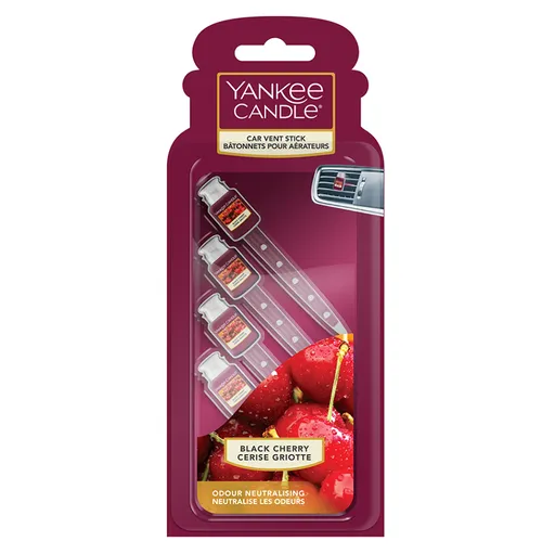 YANKEE CANDLE Black Cherry Luxusná visačka do auta 4 kusy
