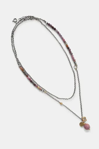 Náhrdelník s rubínmi a turmalínom, ručne vyrobený zo striebra s pozláteným povrchom Answear.LAB