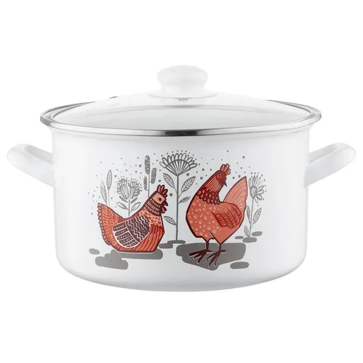 Emalia Pleszew Smaltovaný hrniec s pokrievkou Rubinka, 22 cm, 4,7 l, pr. 22 cm