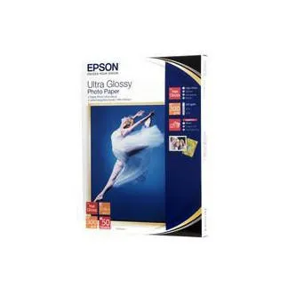 Epson Ultra Glossy Photo Paper, C13S041944BH, foto papier, lesklý, biely, R200, R300, R800, RX425, RX500, 13x18cm, 5x7", 300 g/m2, 5