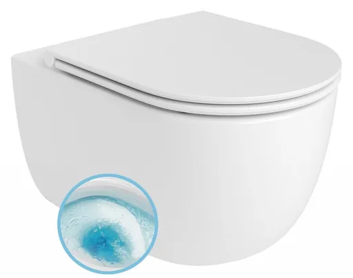 Bruckner - GLANZ závesná WC misa, Vortex Rimless, 36x52,5cm, biela 201.336.4