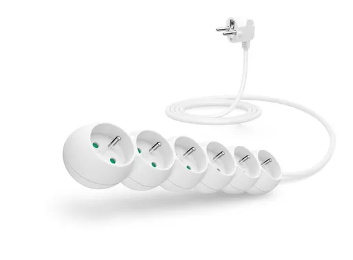 CONNECT IT predlžovací kábel 230 V, 6 zásuviek, 2 m, bez vypínača (biely)