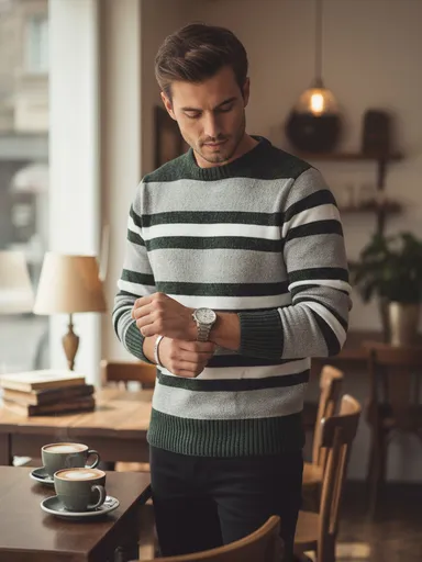 Šedý pánsky pruhovaný sveter Dstreet WX2262