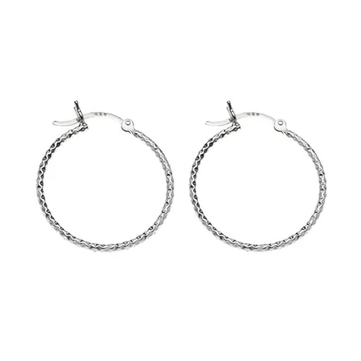 Kruhové strieborné náušnice 925 - kosoštvorcové priehlbinky, 17 mm