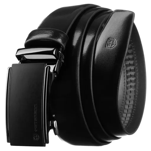 Pánsky čierny kožený opasok s automatickou prackou - Peterson