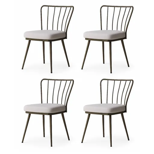 Súprava jedálenských stoličiek Yildiz Cream and Brown, 4 ks, 4 ks