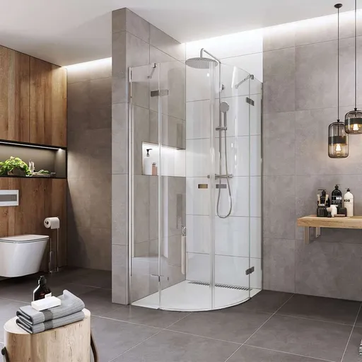 Mereo Sprchovací kút, Novea, štvrťkruh, R 550, pántový, 90x90 cm, chróm ALU, sklo Číre CK70101Z