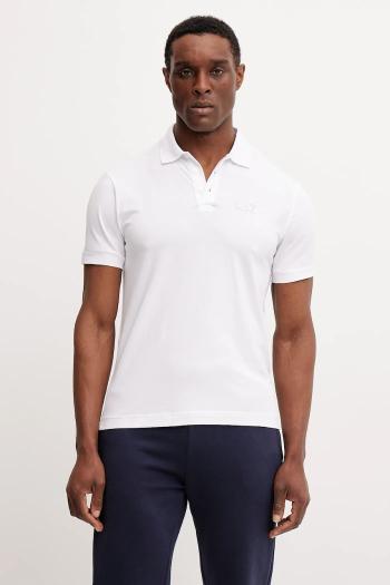 Polo tričko EA7 Emporio Armani pánske, biela farba, s potlačou, PJVQZ.8NPF14