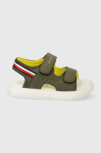 Detské sandále Tommy Hilfiger zelená farba