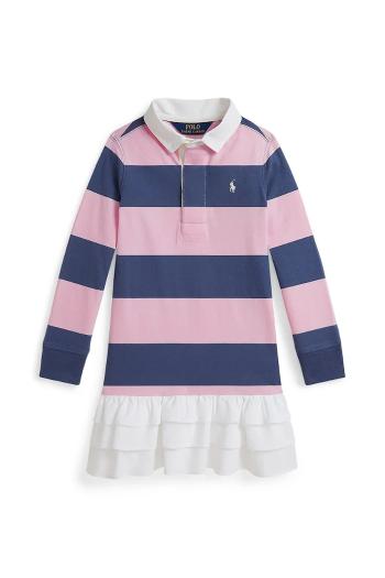 Dievčenské bavlnené šaty Polo Ralph Lauren ružová farba, mini, rovný strih, 312971024001