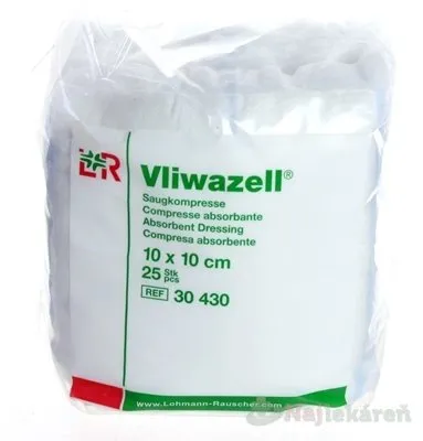 Vliwazell Komprese nesterilní vysoce absorpční 10 x 10 cm 25 ks