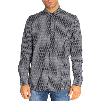 Antony Morato  CAMICIA STRAIGHT FIT IN TESSUT MMSL00614-FA430498  Košele s dlhým rukávom Čierna