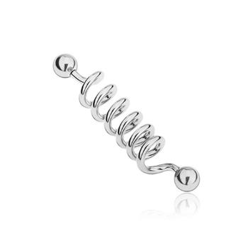 Piercing do ucha z ocele 316L - pružina s guličkovým zakončením - Dĺžka piercingu: 32 mm