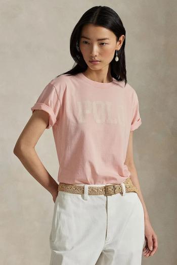 Bavlnené tričko Polo Ralph Lauren dámske, oranžová farba, 211965096