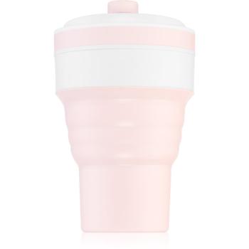 KidPro Collapsible Mug ceasca cu pai Pink 350 ml