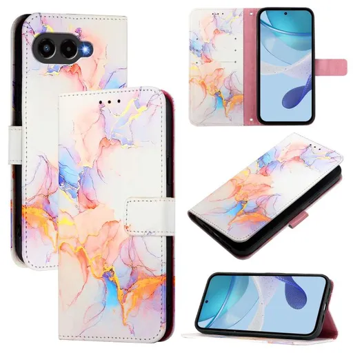 ART MARBLE Peňaženkový kryt pre T Phone 3 WHITE ORANGE