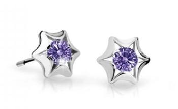 Cutie Jewellery Detské náušnice z bieleho zlata C2159-30-X-2 fialová