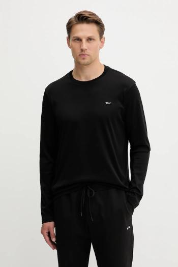 Bavlnené tričko s dlhým rukávom Paul&Shark Knitwear čierna farba, jednofarebné, 15311611