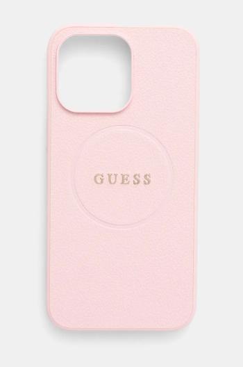 Puzdro na mobil Guess iPhone 15 Pro Max 6.7 ružová farba, GUHMP15XPGHSMMP