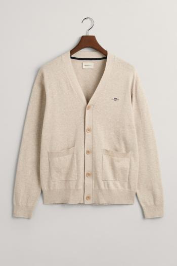 SVETR GANT CLASSIC COTTON V-CARDIGAN LIGHT BEIGE MELANGE