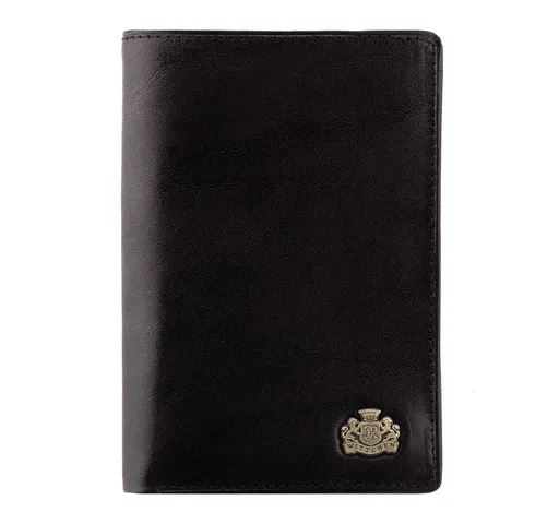 Stredne veľká peňaženka z prírodnej kože, vhodná na technický preukaz, čierna 11-1-008-1