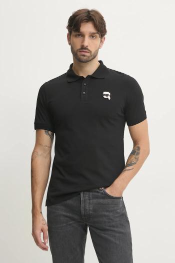 Bavlnené polo tričko Karl Lagerfeld čierna farba, s nášivkou, 500224.745710