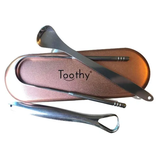 TOOTHY Škrabky na jazyk Rose gold 3 kusy