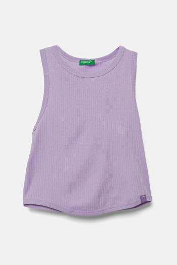 Detský bavlnený top United Colors of Benetton fialová farba, 31H3CH01F