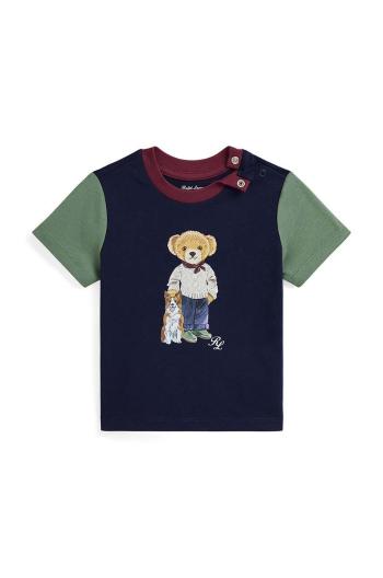 Detské bavlnené tričko Polo Ralph Lauren tmavomodrá farba, s potlačou, 320952881001