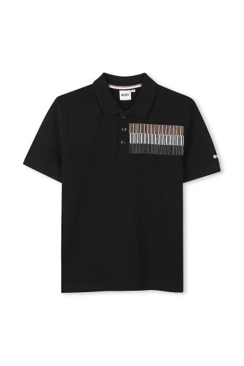 Detské polo tričko BOSS čierna farba, s potlačou, J52013