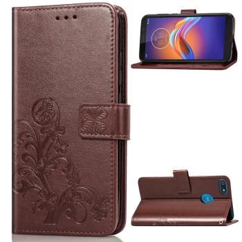 ART Peňaženkový kryt Motorola Moto E6 Play FLOWERS hnedý