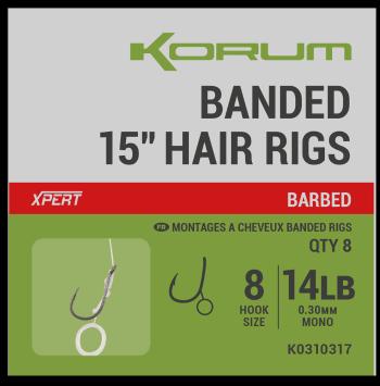 Korum náväzec banded hair rigs barbed 8 ks dĺžka 15" - veľkosť háčika 8