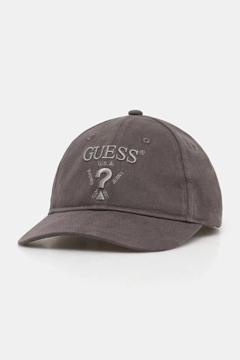 Bavlnená šiltovka Guess EMBROIDERED šedá farba, s nášivkou, M5RZ11 WO07T