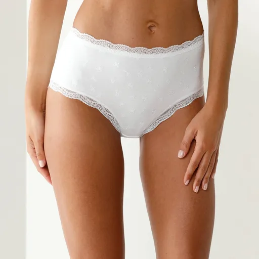 Súprava 3 strečových maxi nohavičiek s vyšším pásom, bavlna a čipka