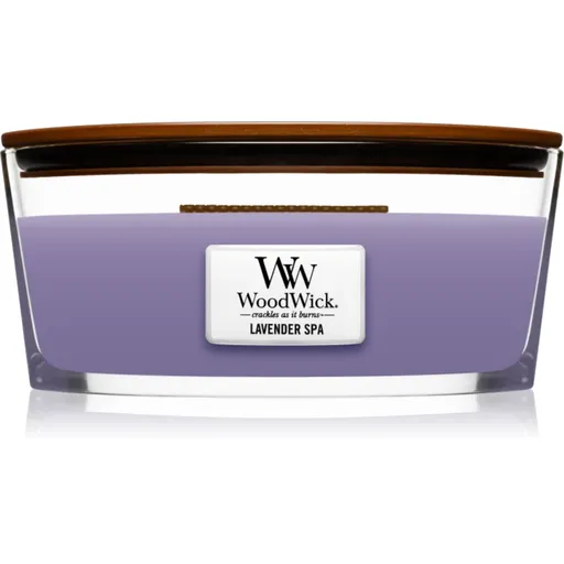Woodwick Lavender Spa vonná sviečka s dreveným knotom (hearthwick) 453 g