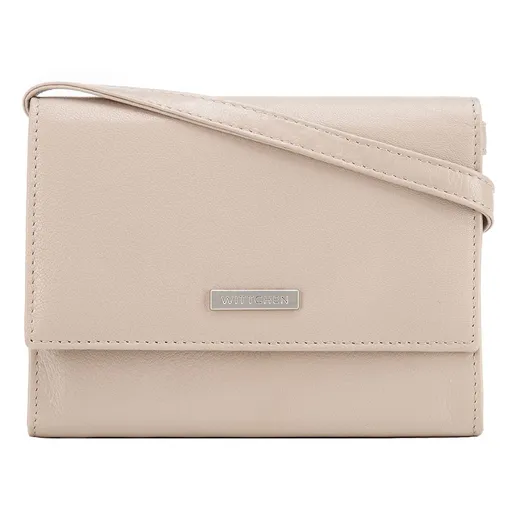Dámska kožená peňaženka cez rameno béžová 26-2-110-B